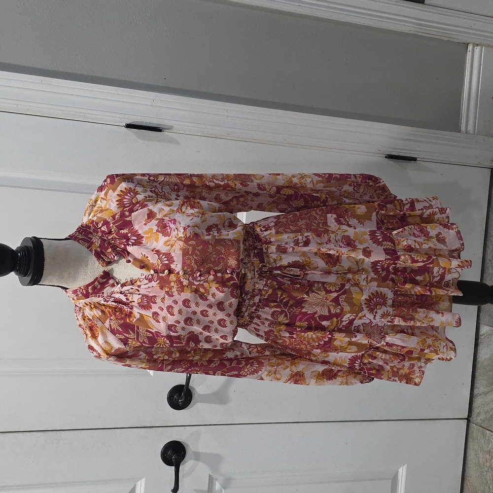 Floral Long Sleeve Dress in Pink and Yellow